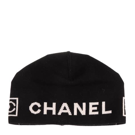 chanel beanie hat black|chanel hats black and silver.